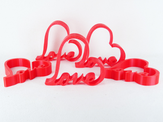 Preview: 3 St. LOVE 3D Druck Aufsteller, Streudekoration LOVE Herz modern, Valentinstag Liebe, Dekoration, hell rot, by BuntMixxDESIGN ©